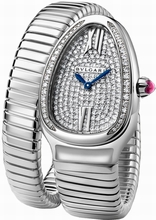 Bvlgari  Serpenti Tubogas 102005 18k White Gold Diamond Pave Watch