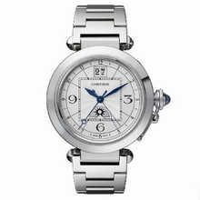 Cartier  Pasha de W31093M7 Silver Opaline with guilloche inner square Watch