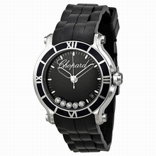 Chopard  Happy Sport 278551-3002 Black Guilloche with Five Floating Diamonds Watch