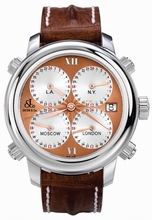 Jacob Co. Jacob & Co. Five Time Zone h24r Rose Guilloche Watch