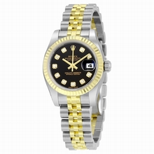 Rolex  Lady Datejust 179173BKDJ Black With 10 Diamonds Watch