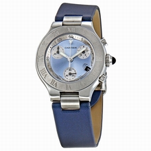 Cartier  Must 21 W1020013 Silvered Blue Sunburst Watch